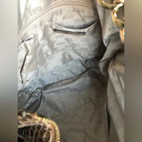 MICHAEL KORS Python Snake Brown Hobo Shoulder Handbag Purse - Picture 7 of 16